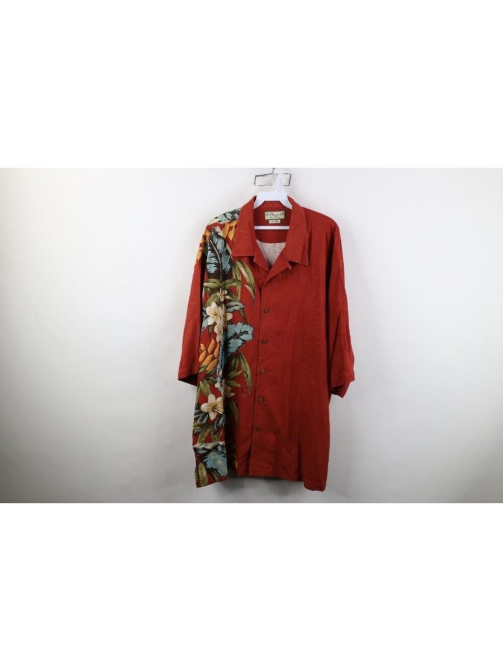 Vintage Streetwear Mens Size XL Silk Loop Collar Flower Collared Button Shirt